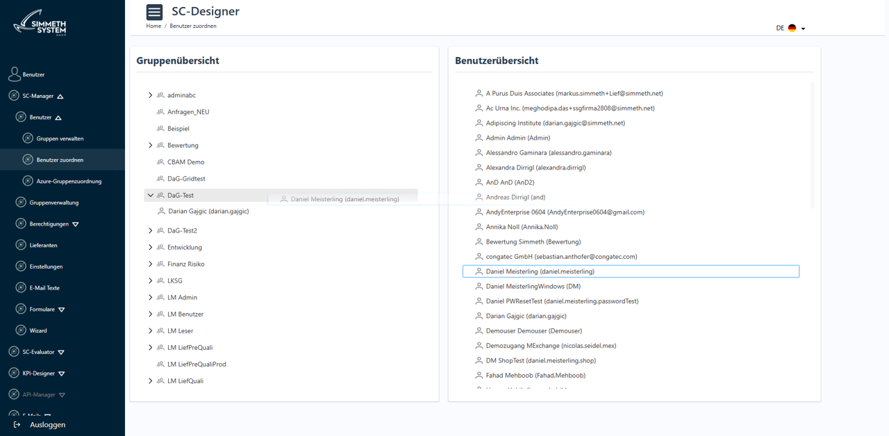 SC-Designer: Administration center of the SC-Manager